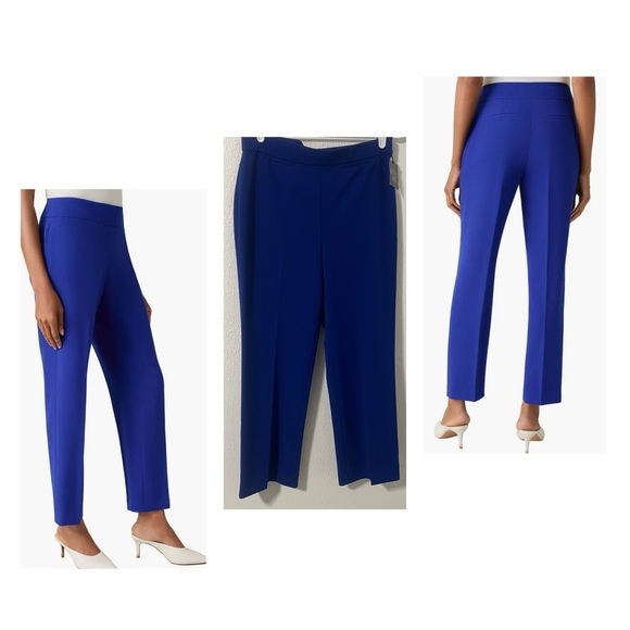 KASPER Women’s Cobalt Blue Medium Straight Leg Flat Front Pants NWT Business - Picture 1 of 11